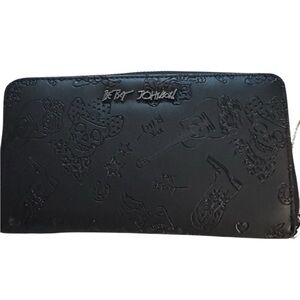 NWOT-BETSEY JOHNSON BLACK, COWBOY SKULLS, BOOTS GUITARS, WALLET
